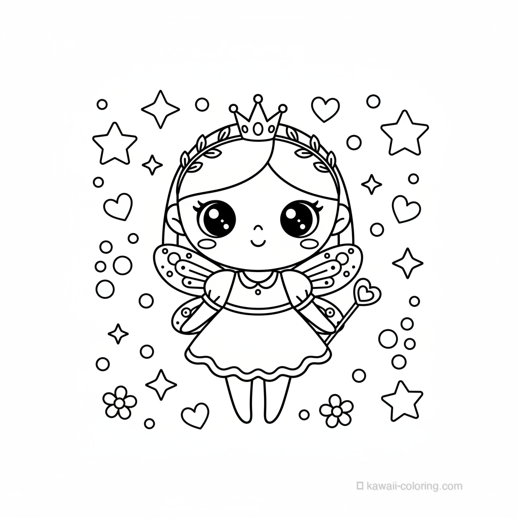 Coloriage Kawaii Fées #24