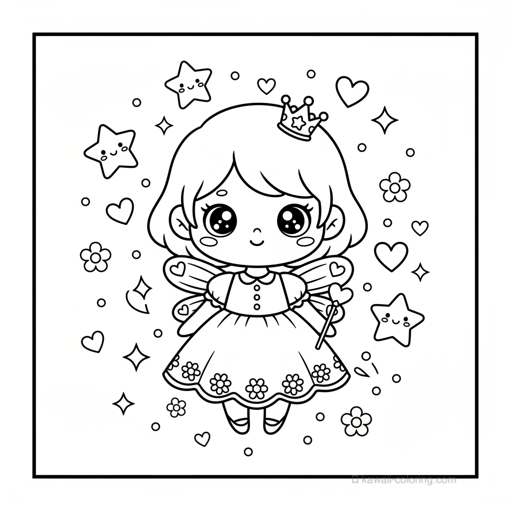 Coloriage Kawaii Fées #22