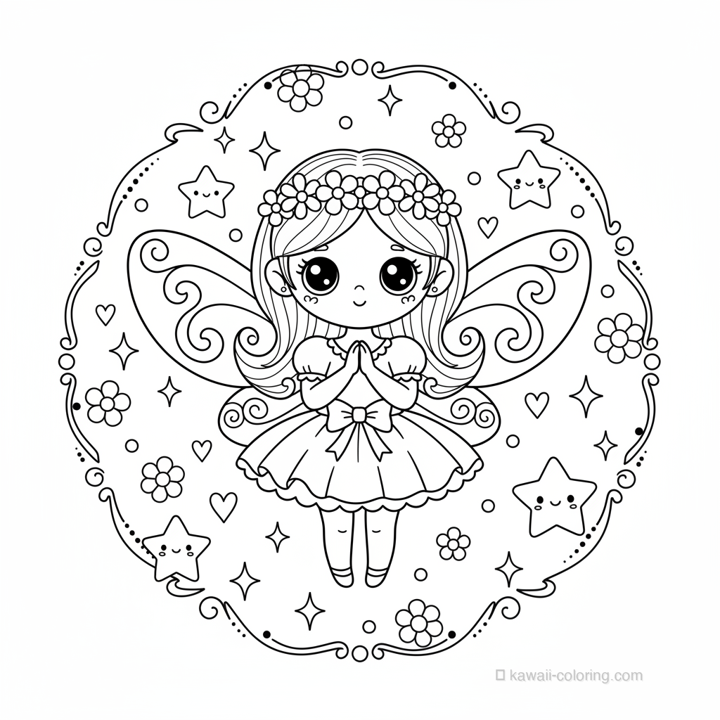 Kawaii Fairies Coloring Page #23