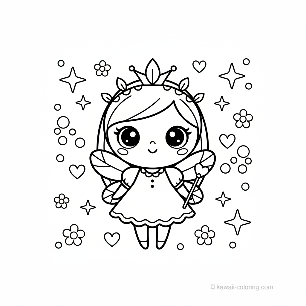 Coloriage Kawaii Fées #28