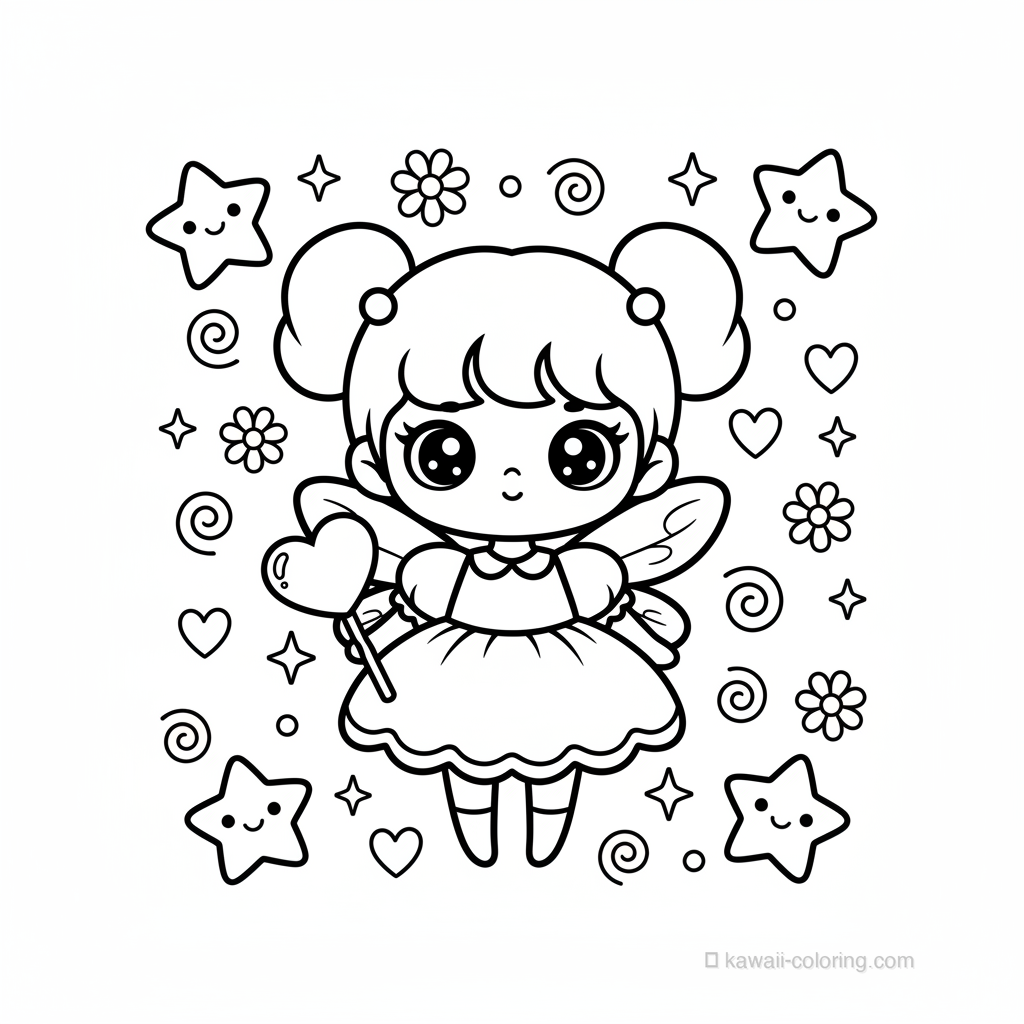 Coloriage Kawaii Fées #30