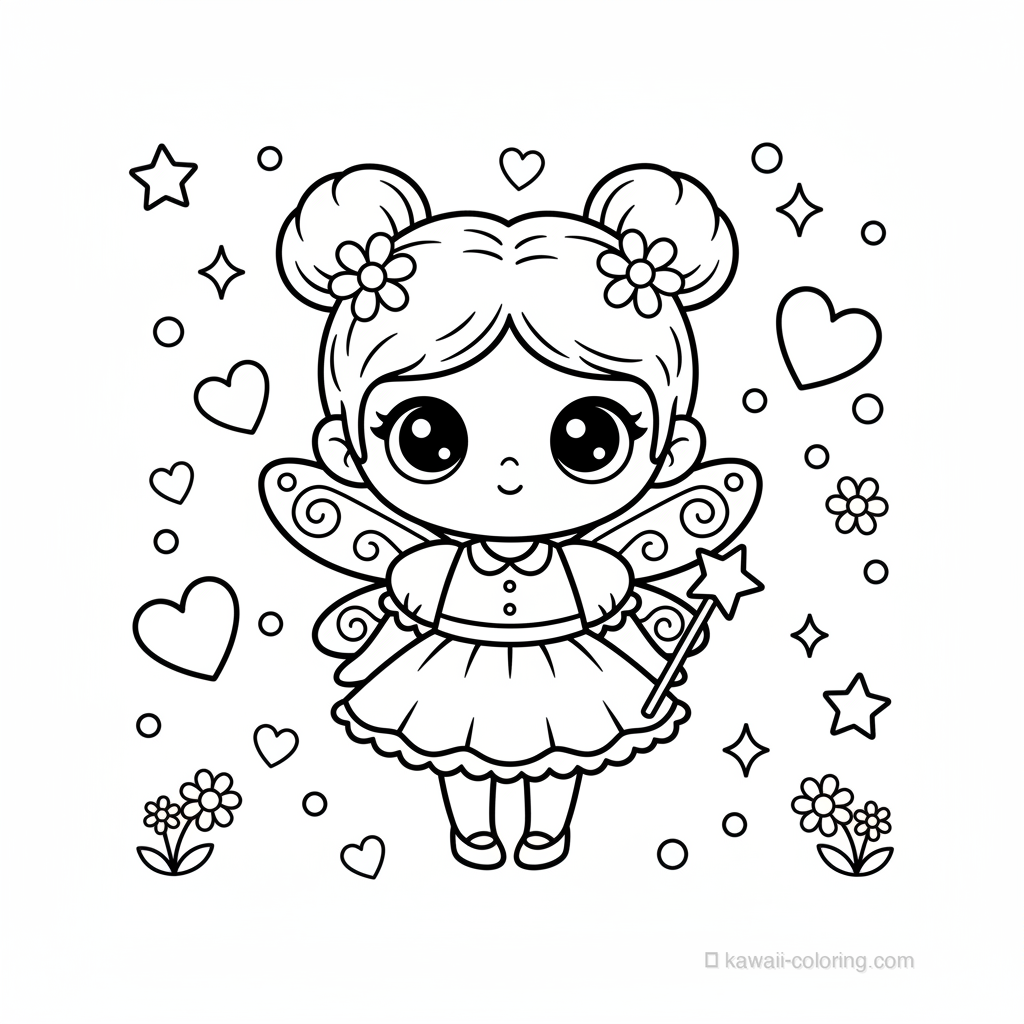 Coloriage Kawaii Fées #26