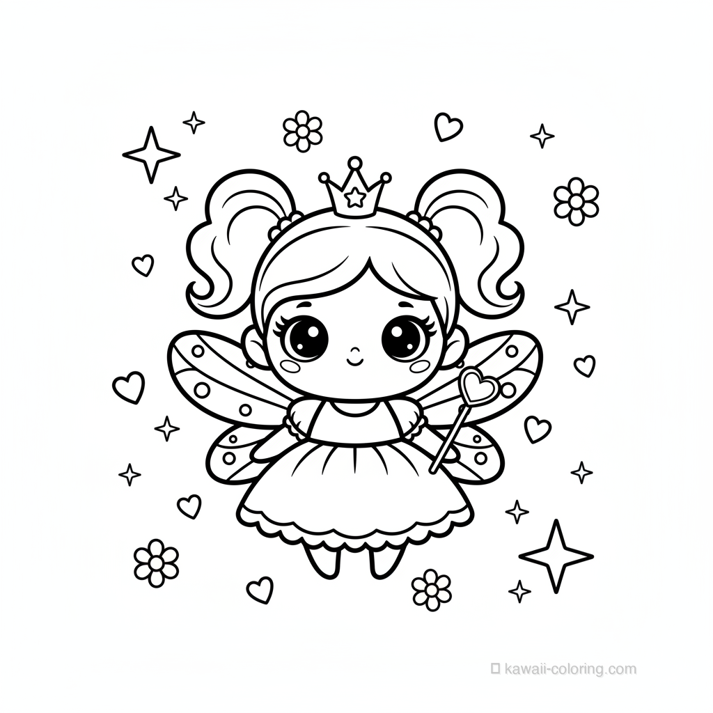 Coloriage Kawaii Fées #27
