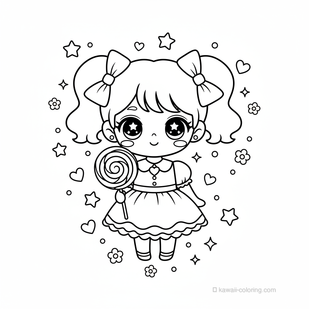 Kawaii Chibi Girls Coloring Page #27