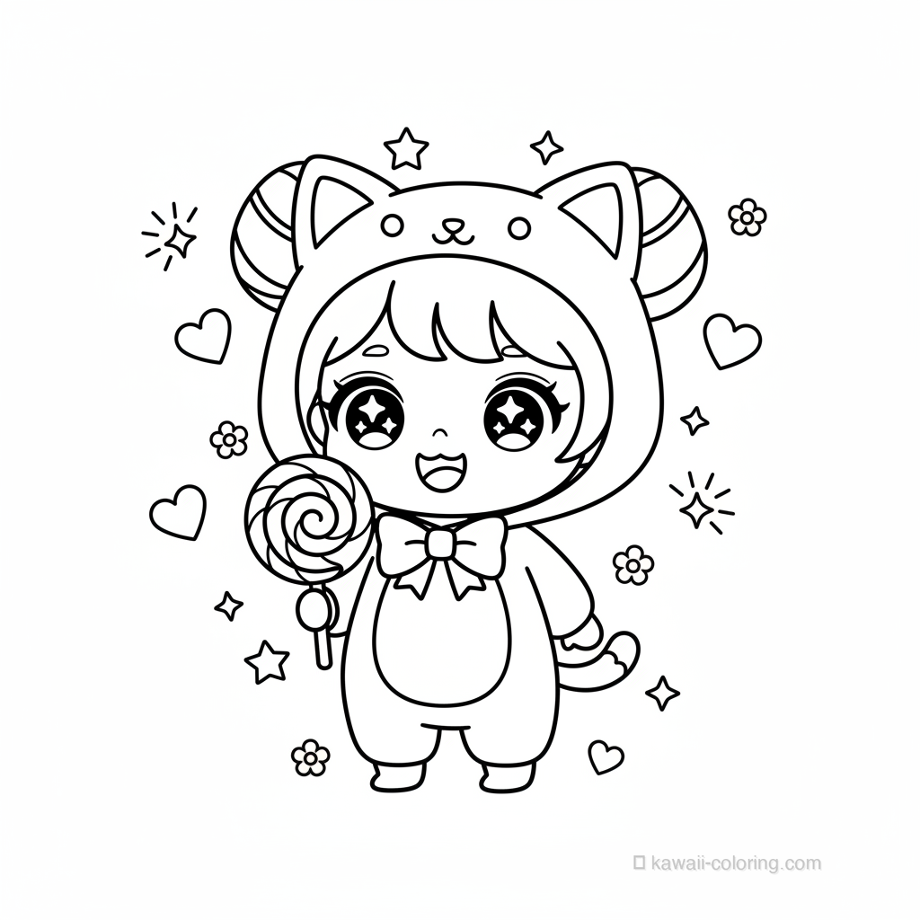 Coloriage Kawaii Filles Chibi #23