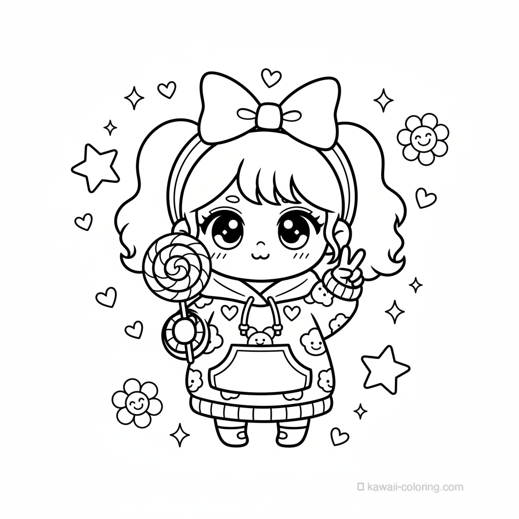 Dibujo Kawaii Chibi Girls para Colorear #26