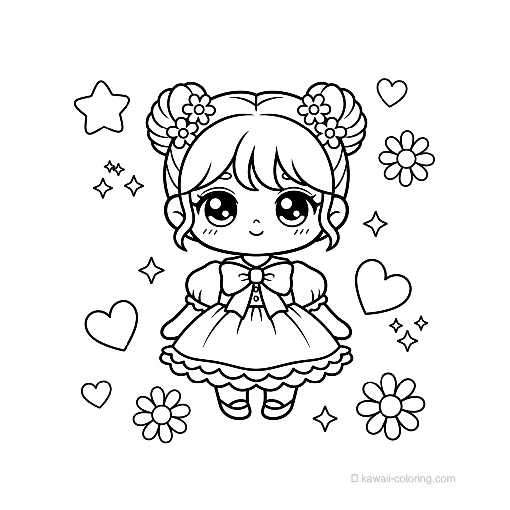 Coloriage Kawaii Filles Chibi #30