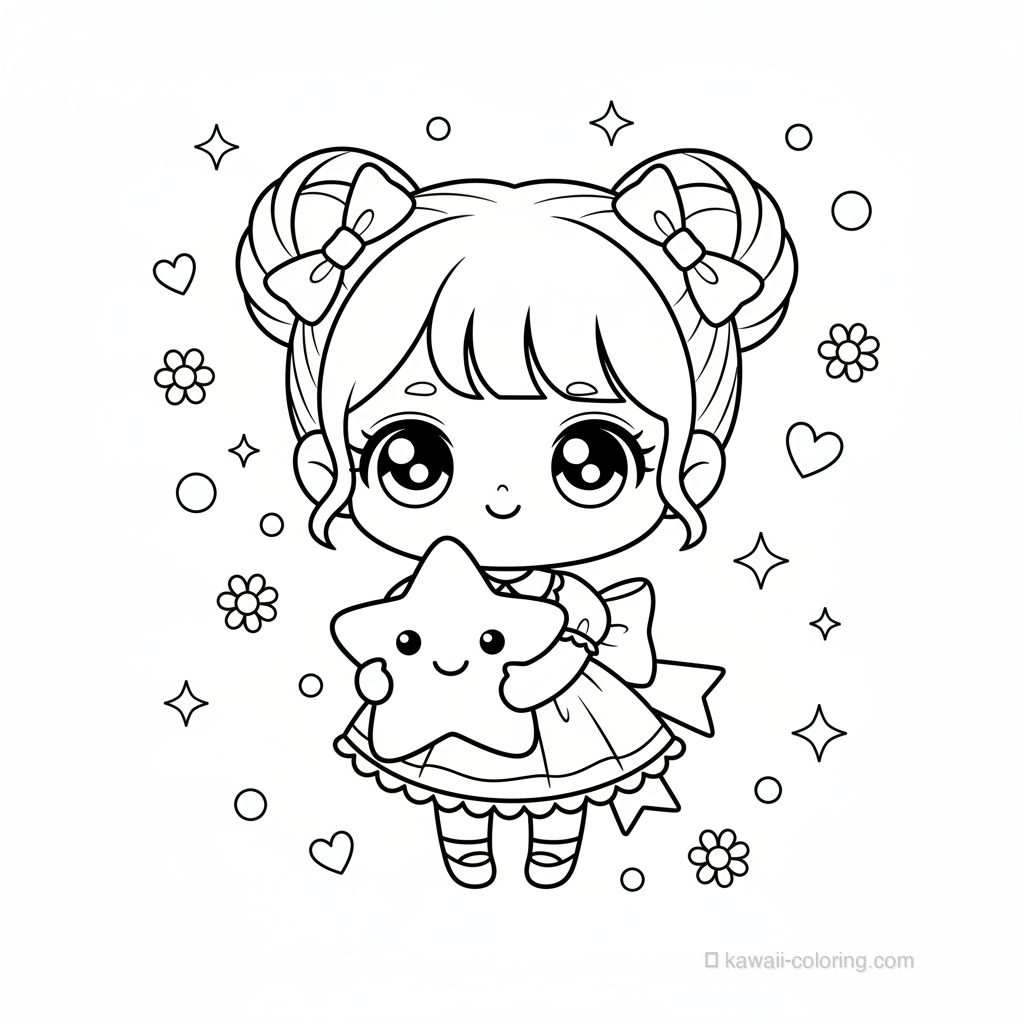 Coloriage Kawaii Filles Chibi #28