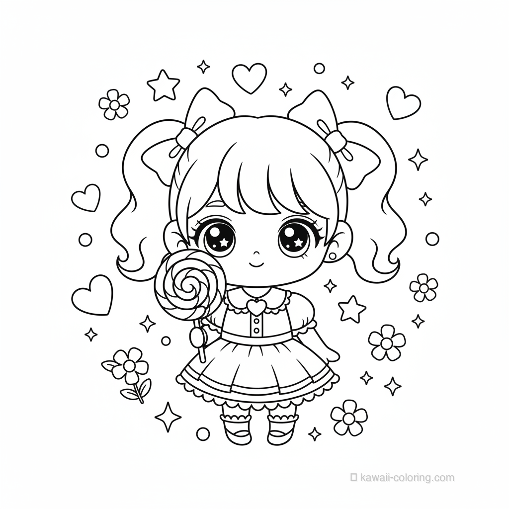 Dibujo Kawaii Chibi Girls para Colorear #24
