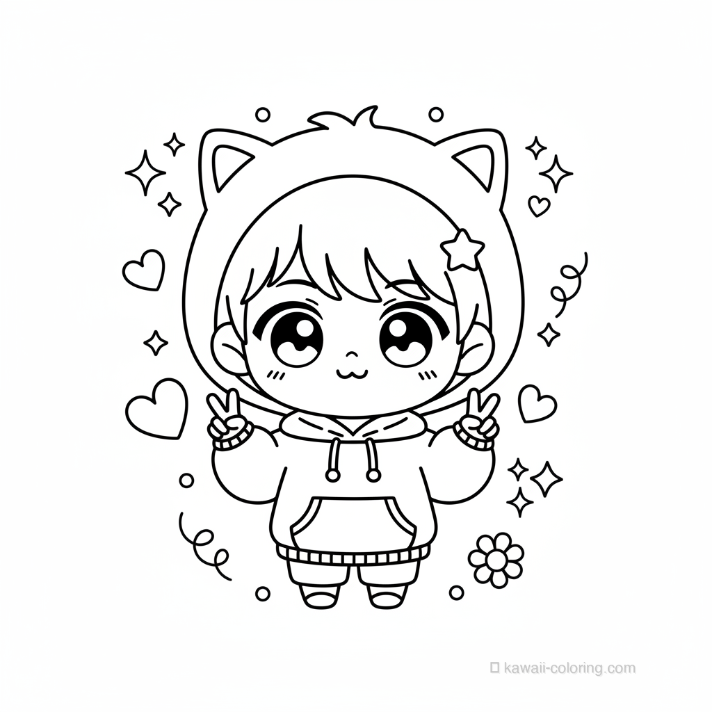 Coloriage Kawaii Garçons Chibi #25