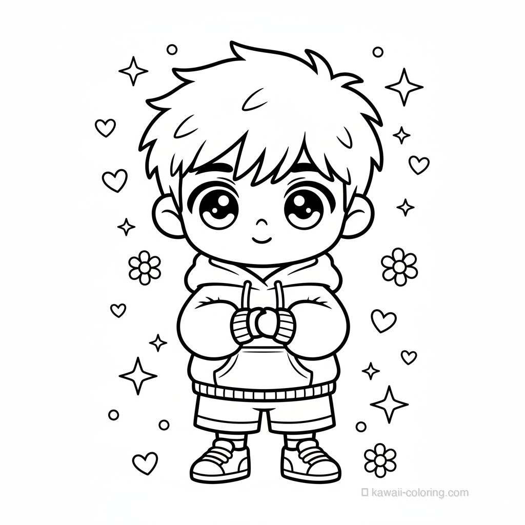 Dibujo Kawaii Chibi Boys para Colorear #23