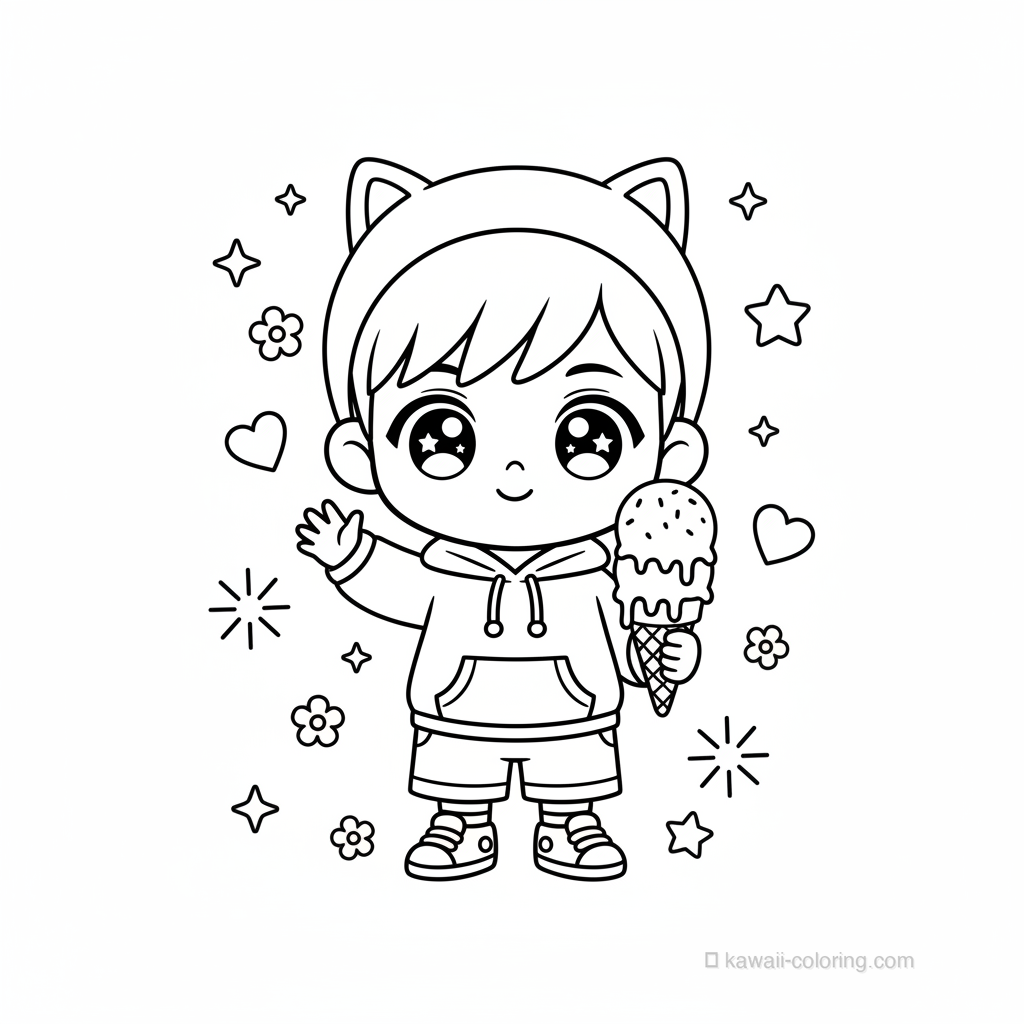Coloriage Kawaii Garçons Chibi #28