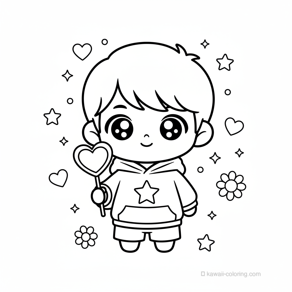 Coloriage Kawaii Garçons Chibi #26
