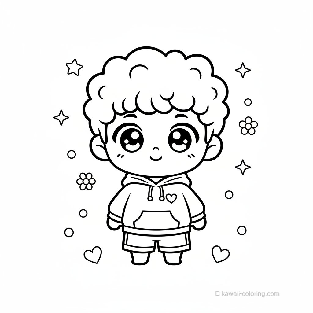 Coloriage Kawaii Garçons Chibi #24