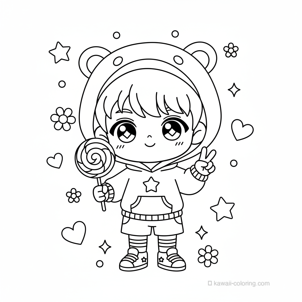 Coloriage Kawaii Garçons Chibi #21