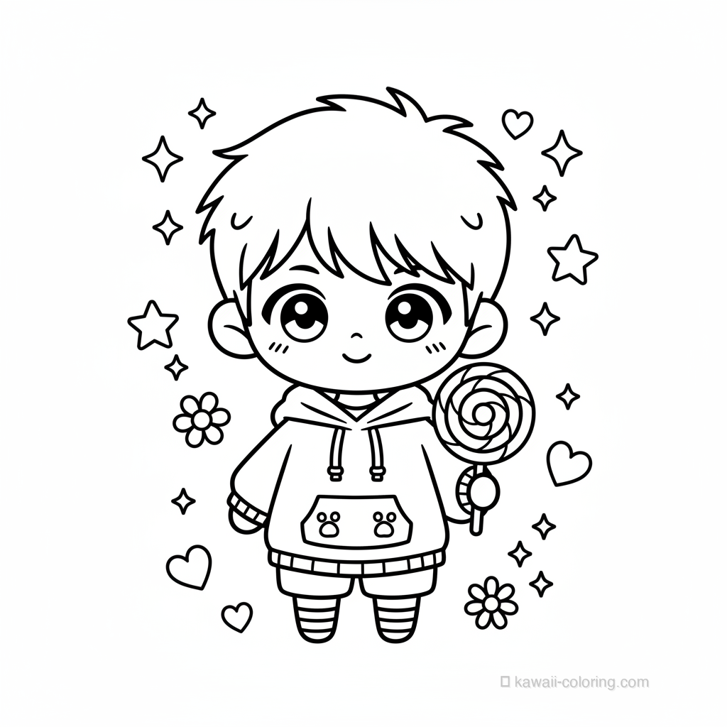 Coloriage Kawaii Garçons Chibi #29