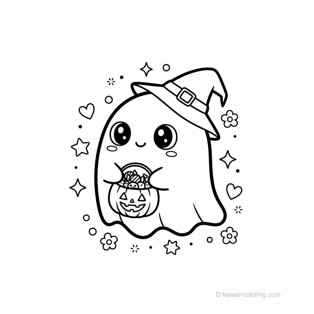 Kawaii Halloween Kawaii Ausmalbild #3