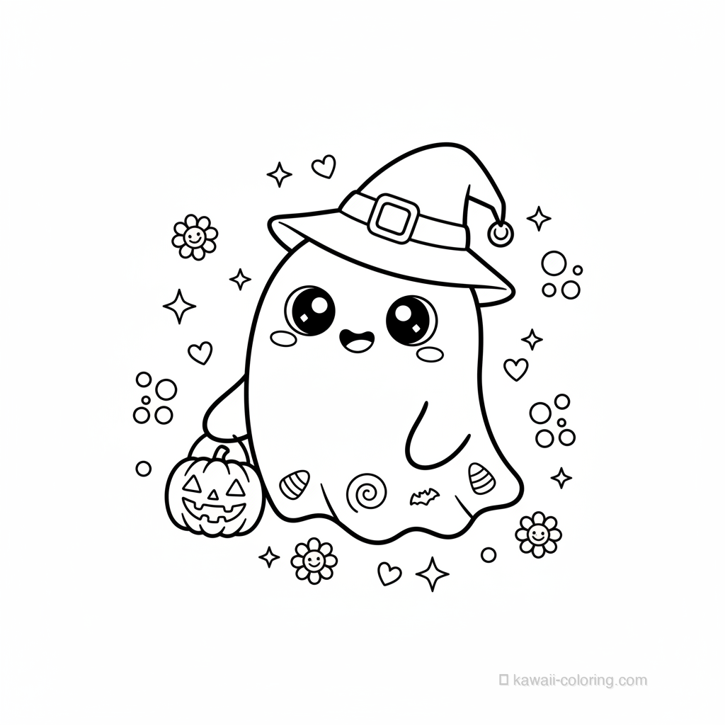 Coloriage Kawaii Halloween Kawaii #12