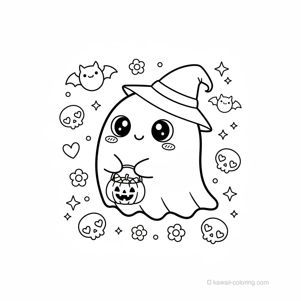 Coloriage Kawaii Halloween Kawaii #2