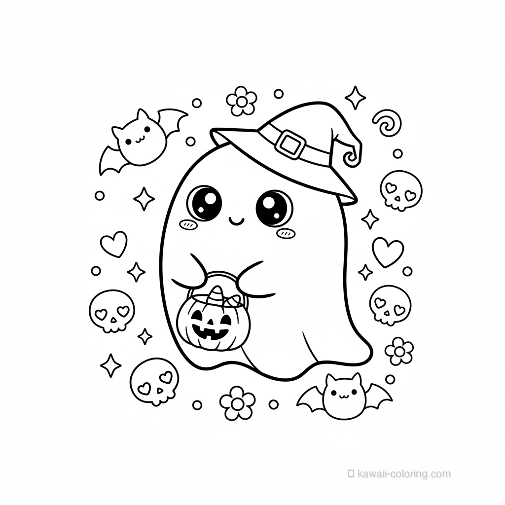 Coloriage Kawaii Halloween Kawaii #9