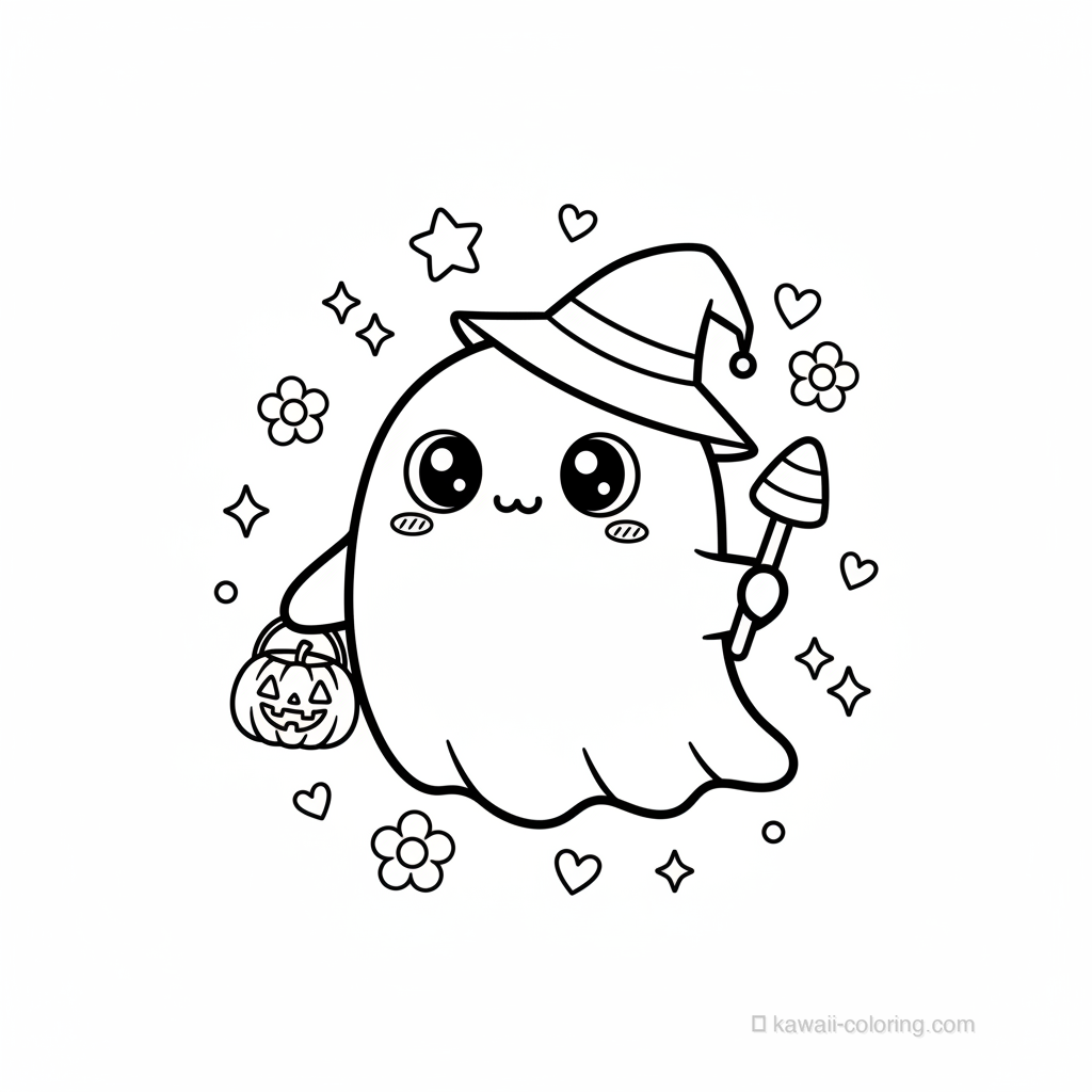 Coloriage Kawaii Halloween Kawaii #13