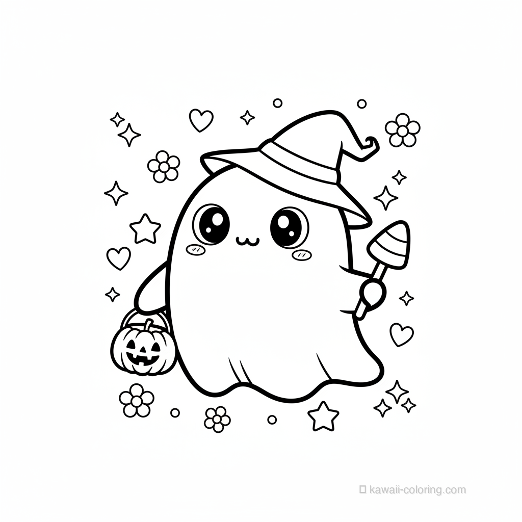 Kawaii Halloween Kawaii Ausmalbild #15