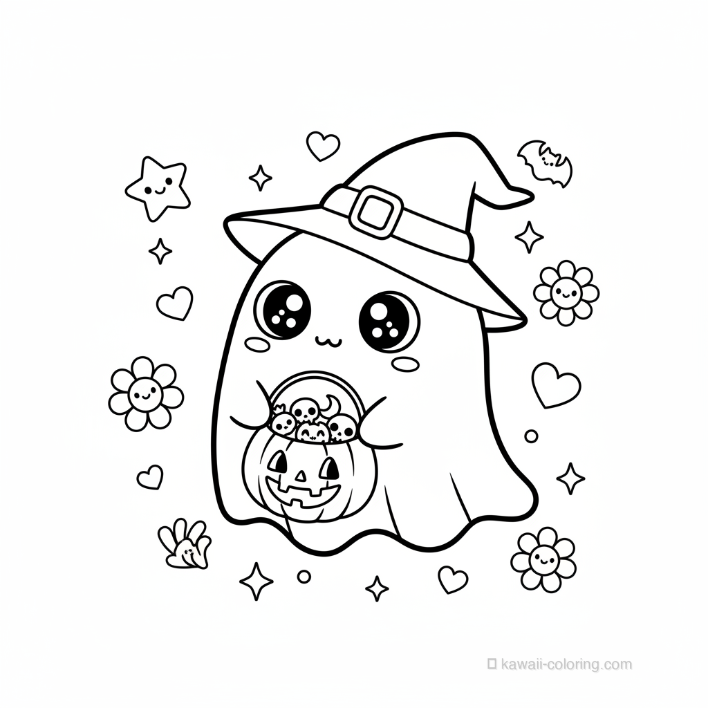 Coloriage Kawaii Halloween Kawaii #18