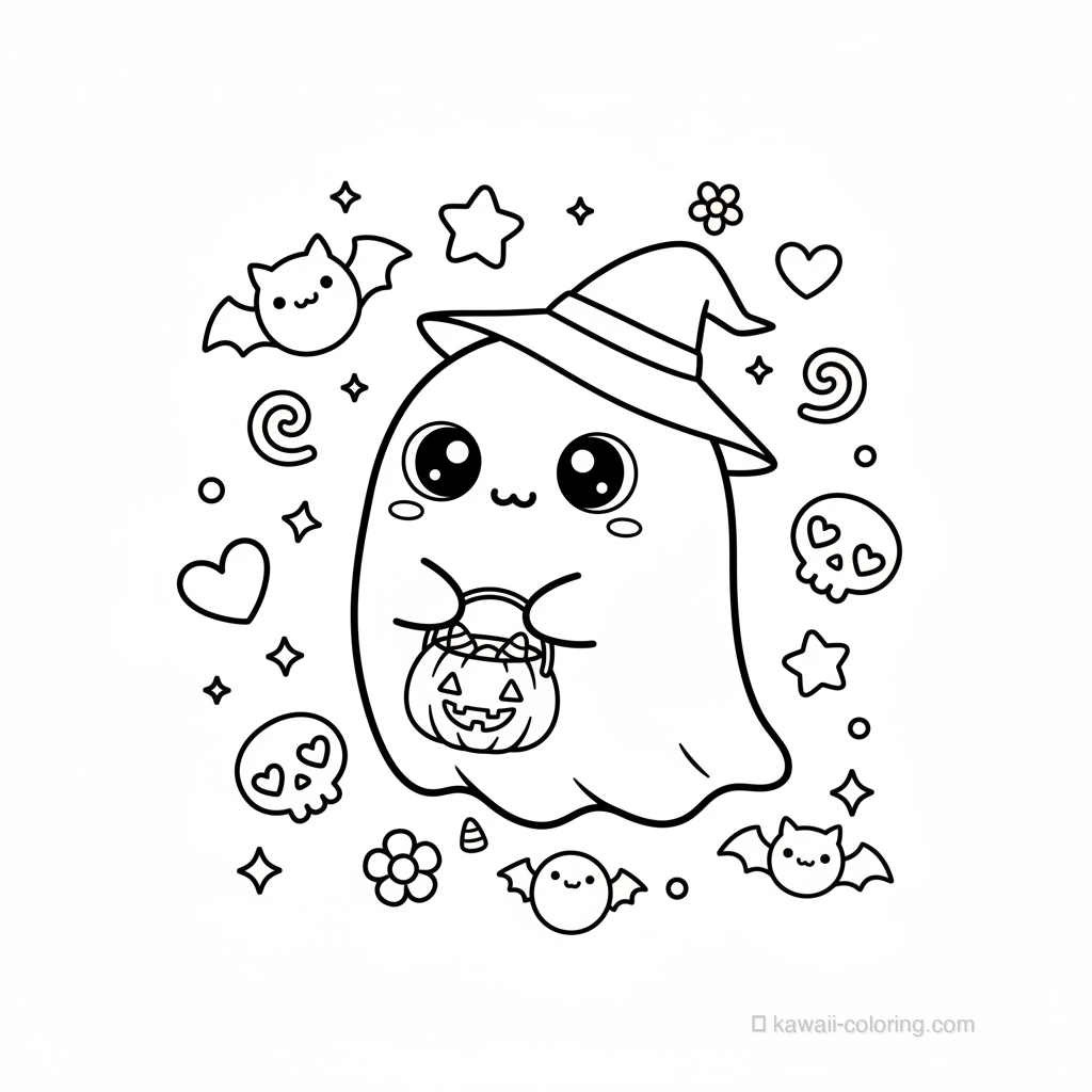 Coloriage Kawaii Halloween Kawaii #7