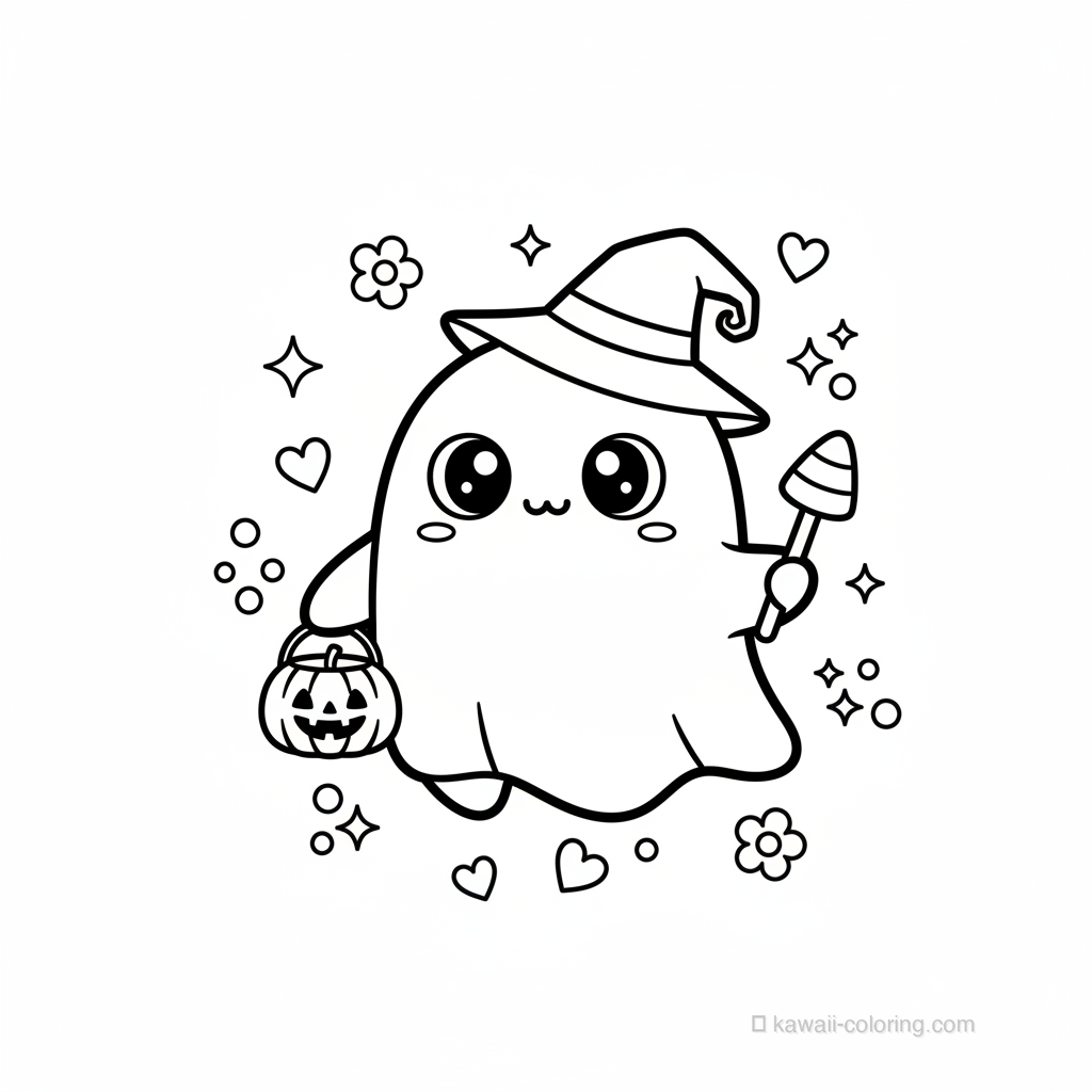 Coloriage Kawaii Halloween Kawaii #4