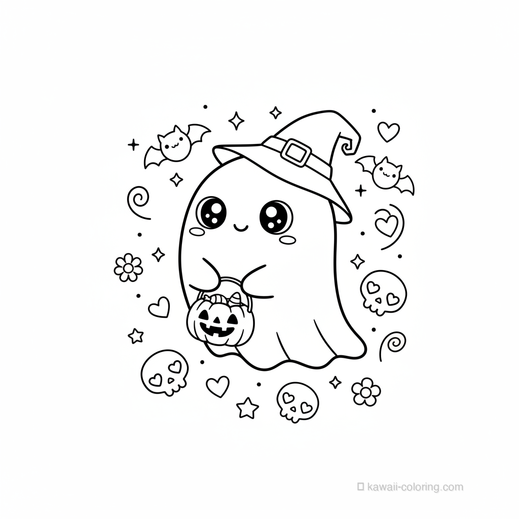 Coloriage Kawaii Halloween Kawaii #10
