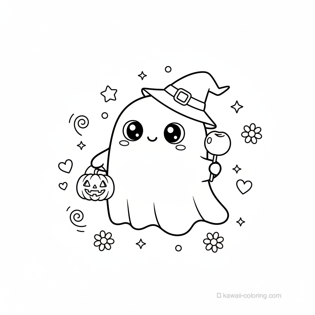 Coloriage Kawaii Halloween Kawaii #14