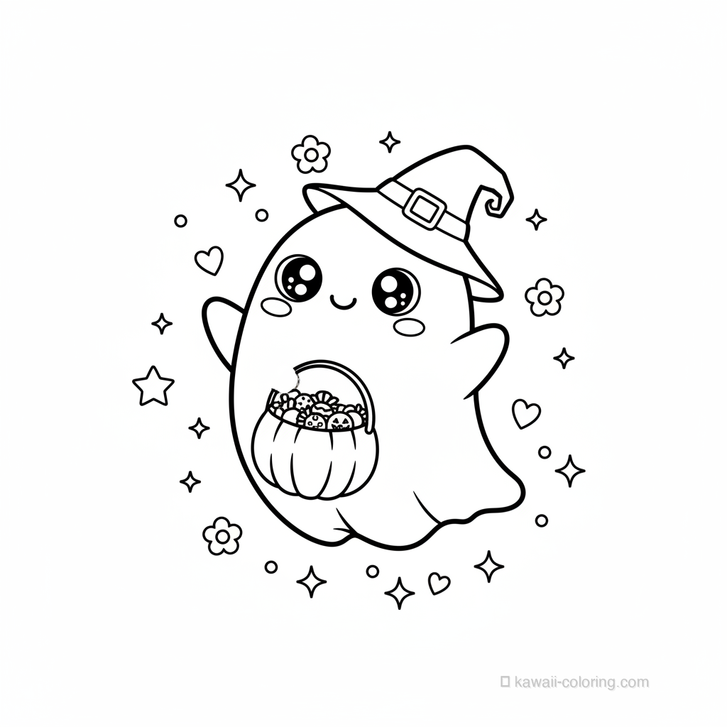 Coloriage Kawaii Halloween Kawaii #16