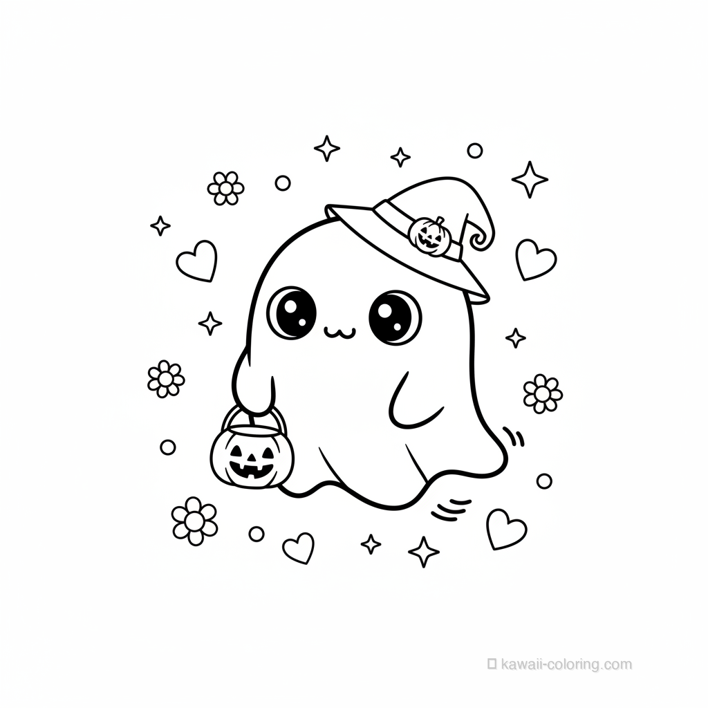 Coloriage Kawaii Halloween Kawaii #5