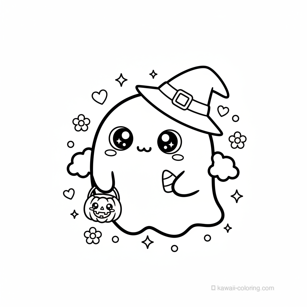 Coloriage Kawaii Halloween Kawaii #6