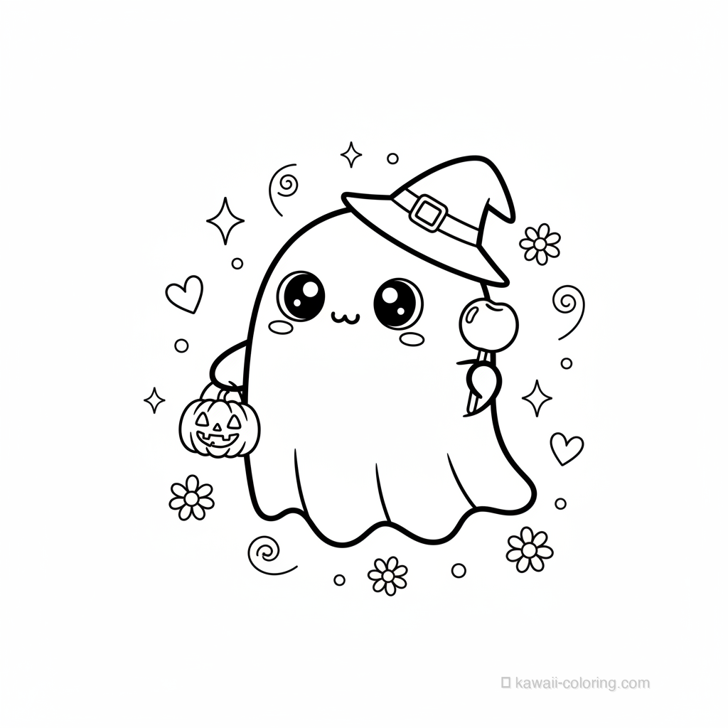 Coloriage Kawaii Halloween Kawaii #19