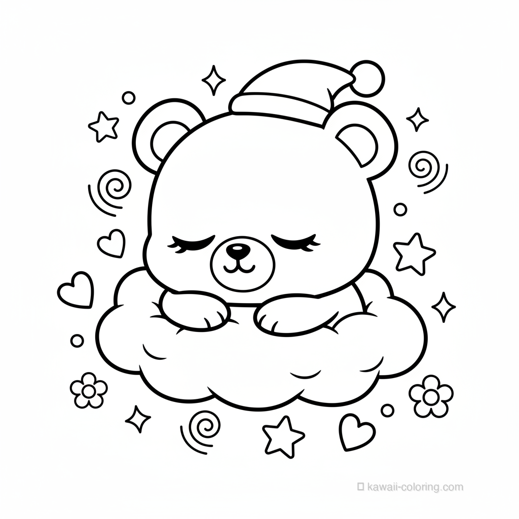 Dibujo Kawaii Bears para Colorear #2