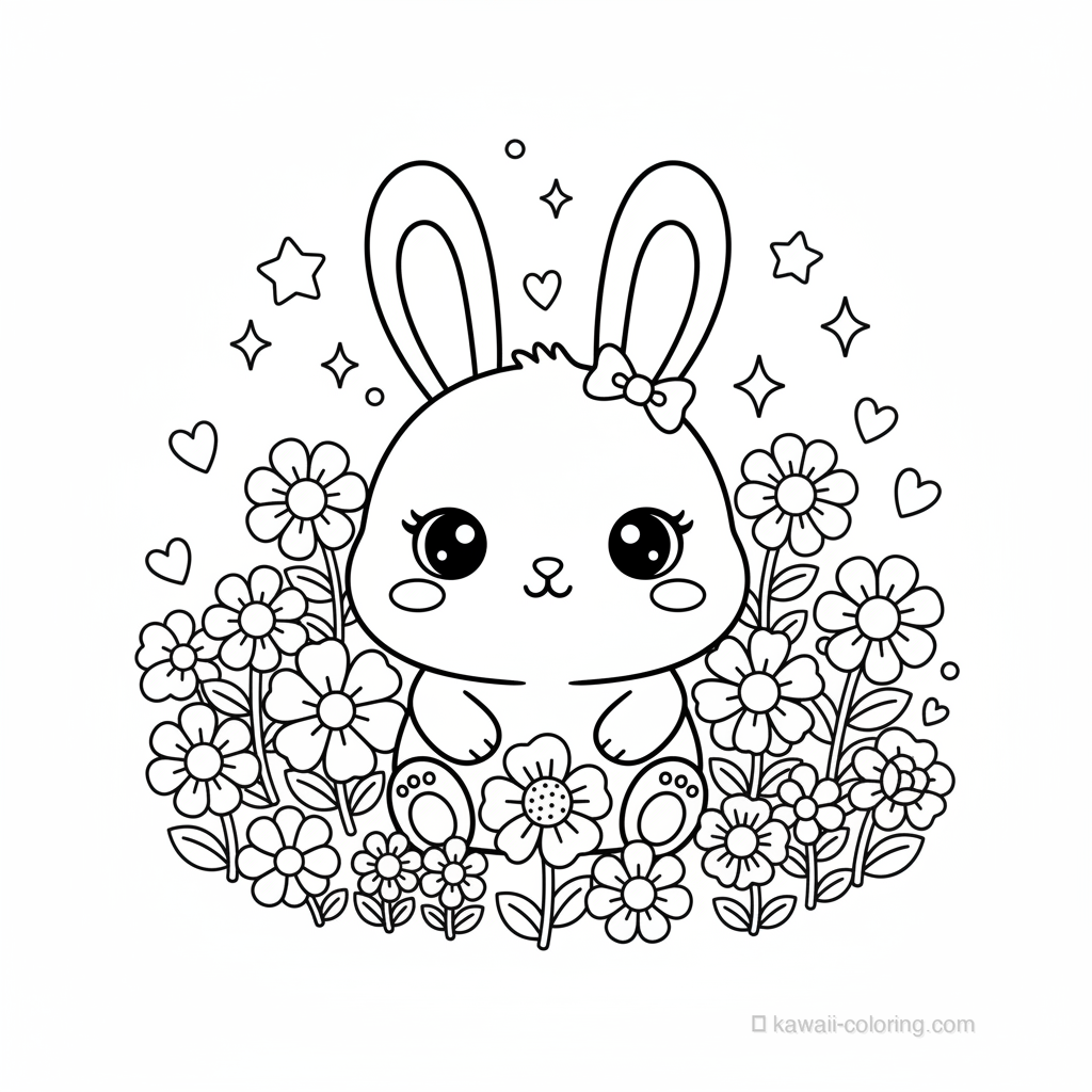 Kawaii Bunny in Flowers #17