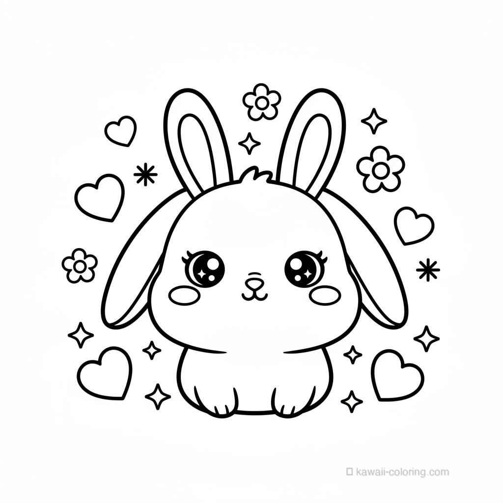 Dibujo Kawaii Bunnies para Colorear #2