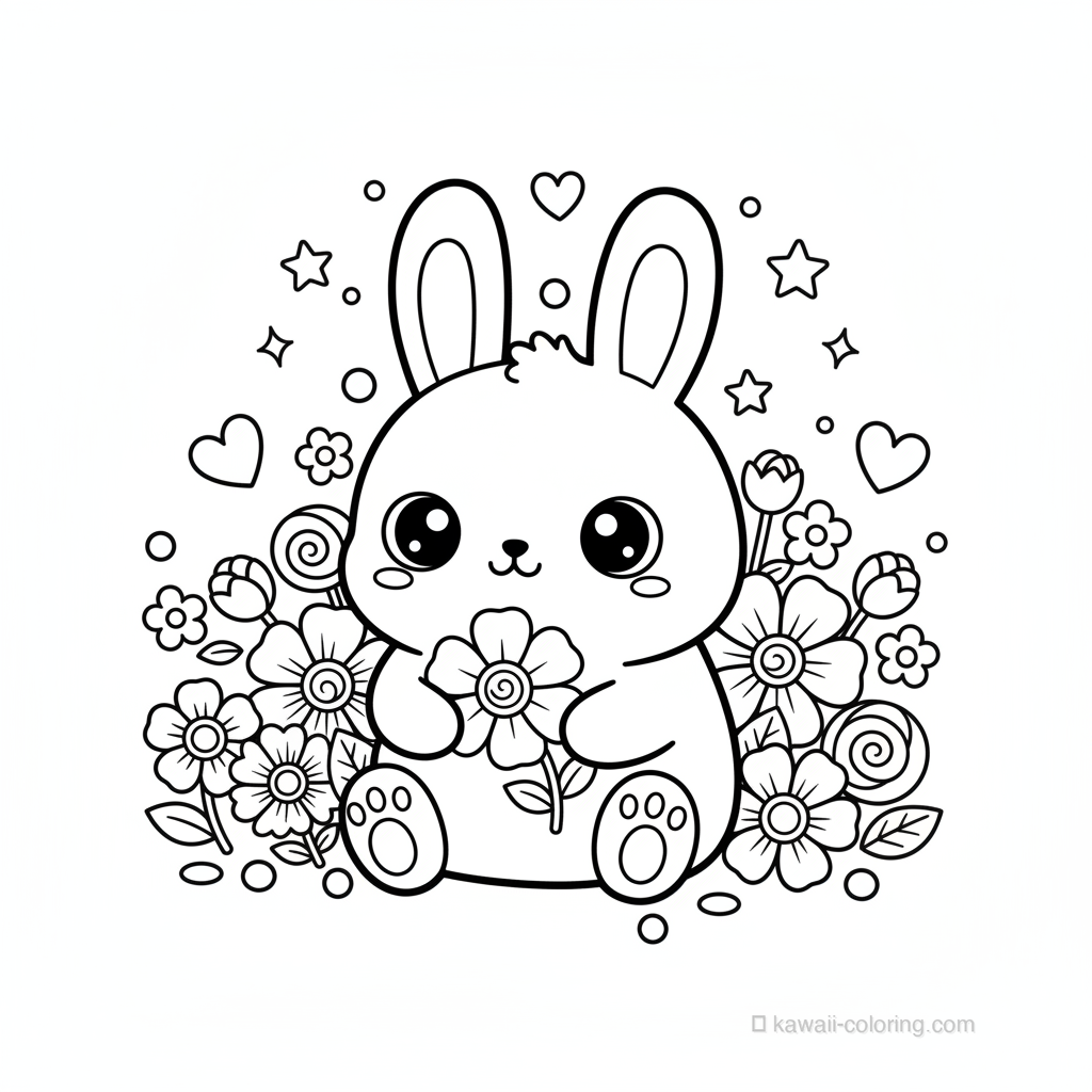 Lapin Kawaii dans les Fleurs #14