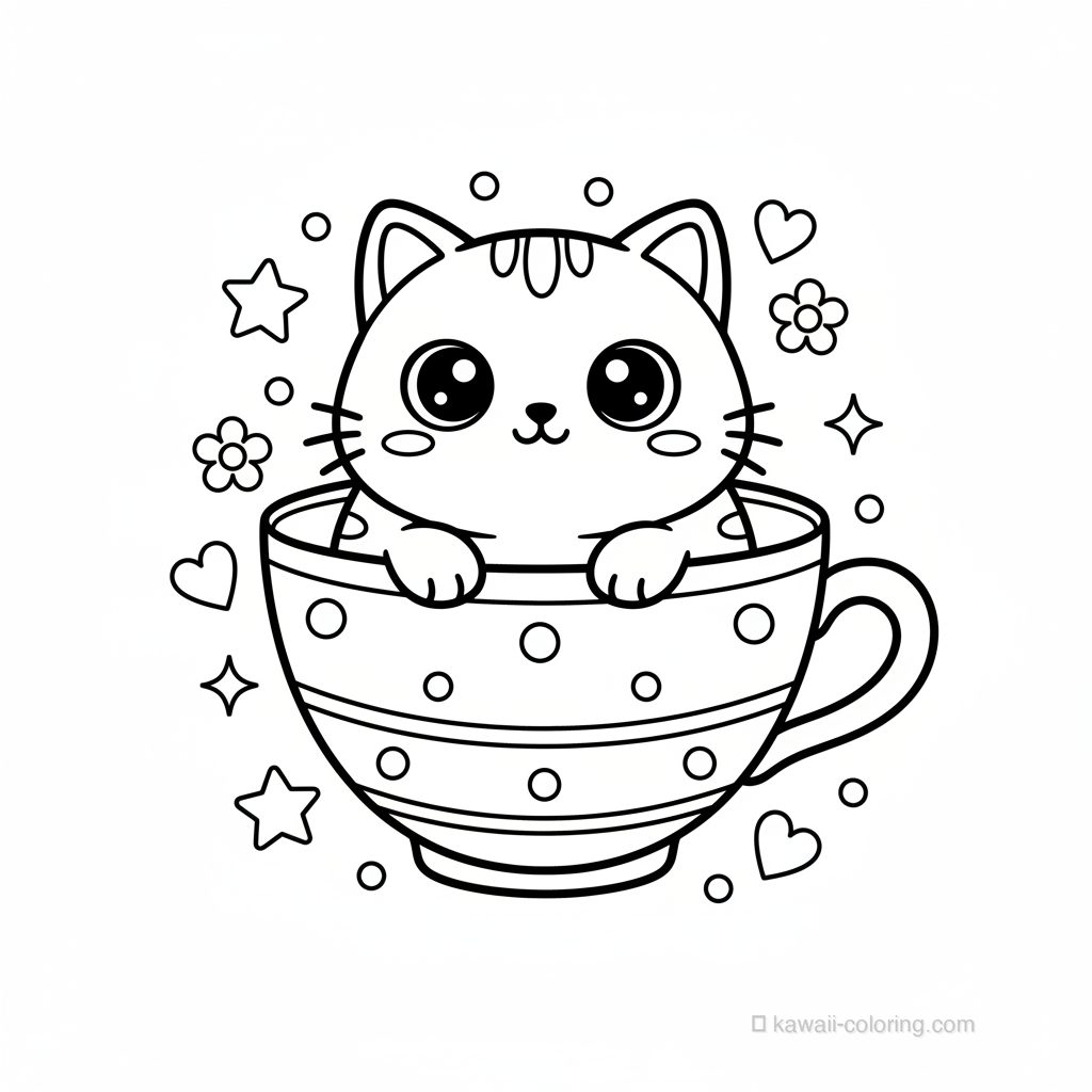 Disegno Kawaii Cats da Colorare #4