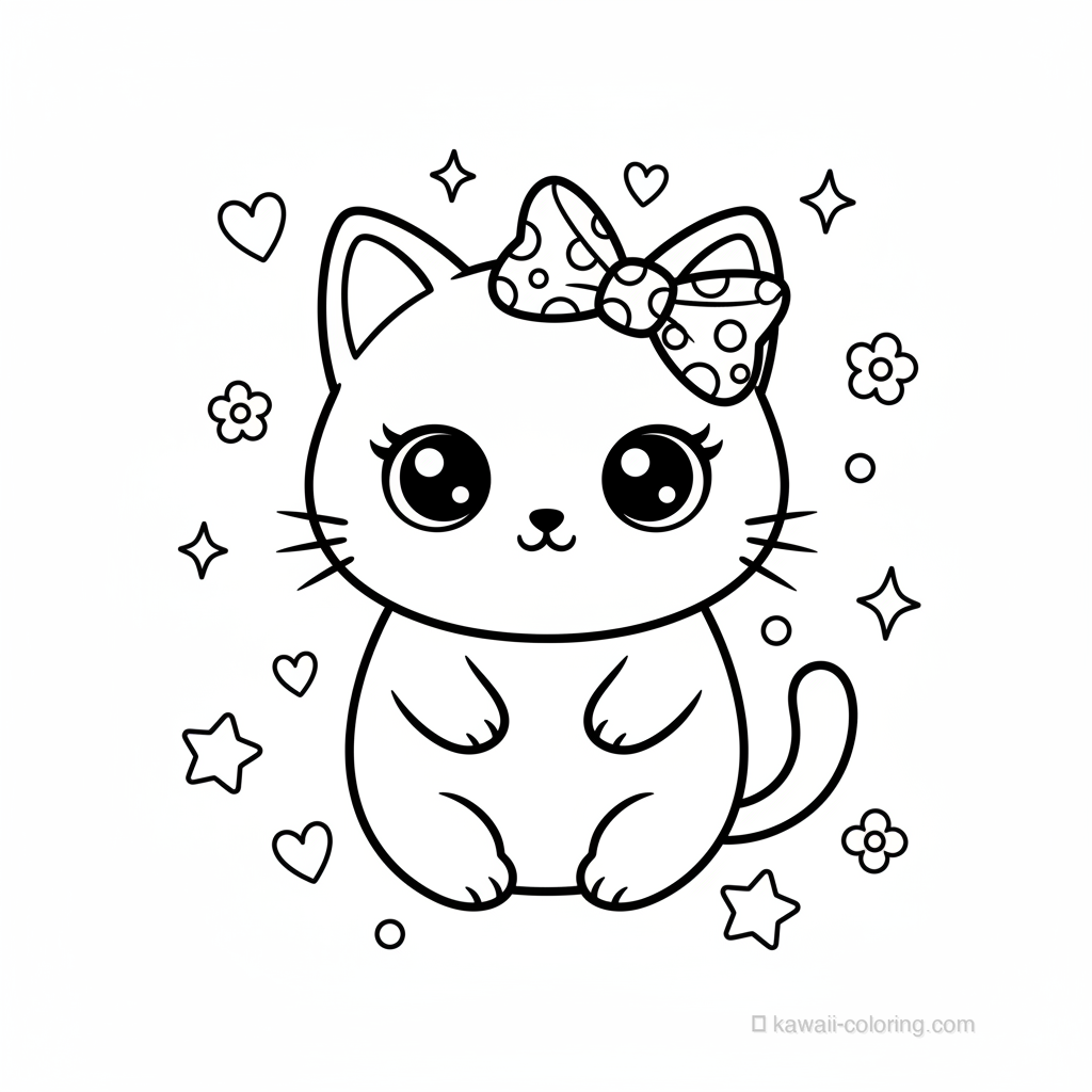 Kawaii Cats Ausmalbild #3