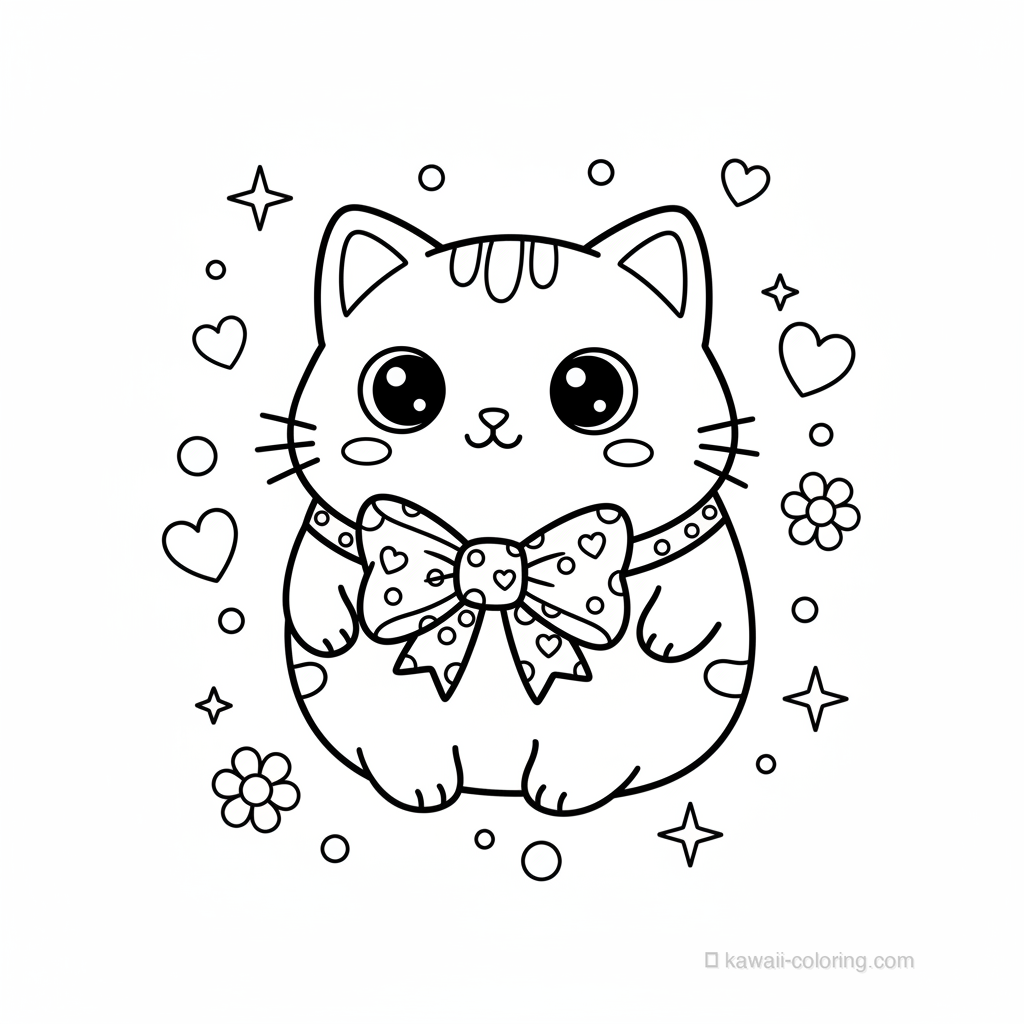 Desenho Kawaii Cats para Colorir #8