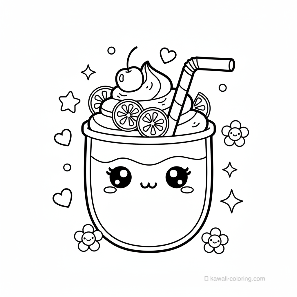 Kawaii Drinks Ausmalbild #16