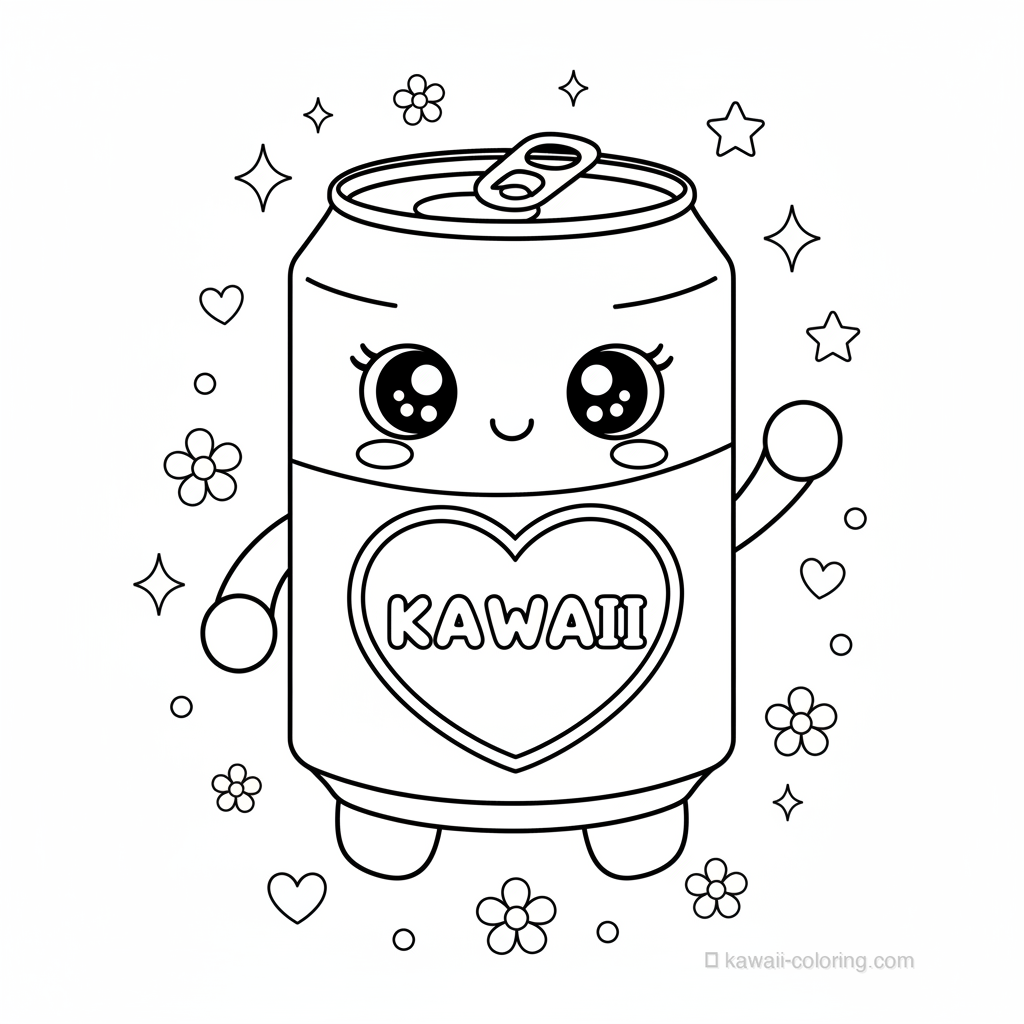 Dibujo Kawaii Drinks para Colorear #1