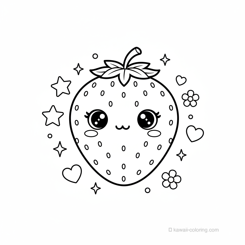 Dibujo Kawaii Fruits para Colorear #14