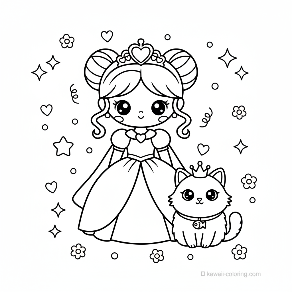 Kawaii Princesses Ausmalbild #8