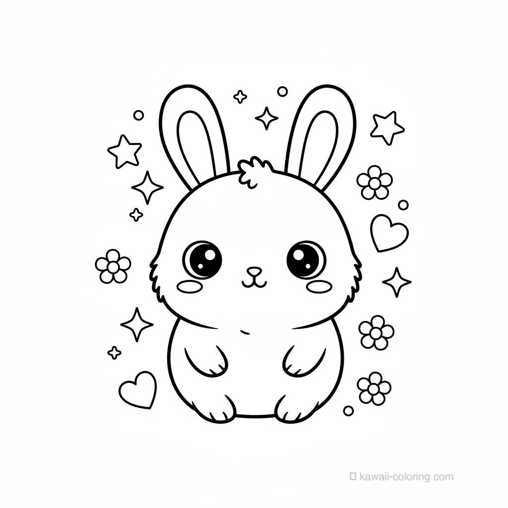 Dibujo Kawaii Bunnies para Colorear #26