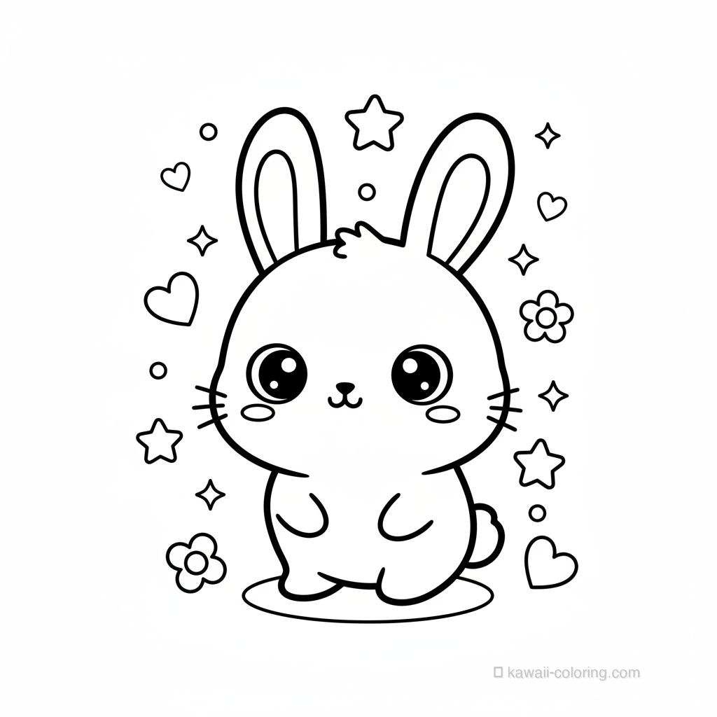 Coloriage Kawaii Lapins Kawaii #24