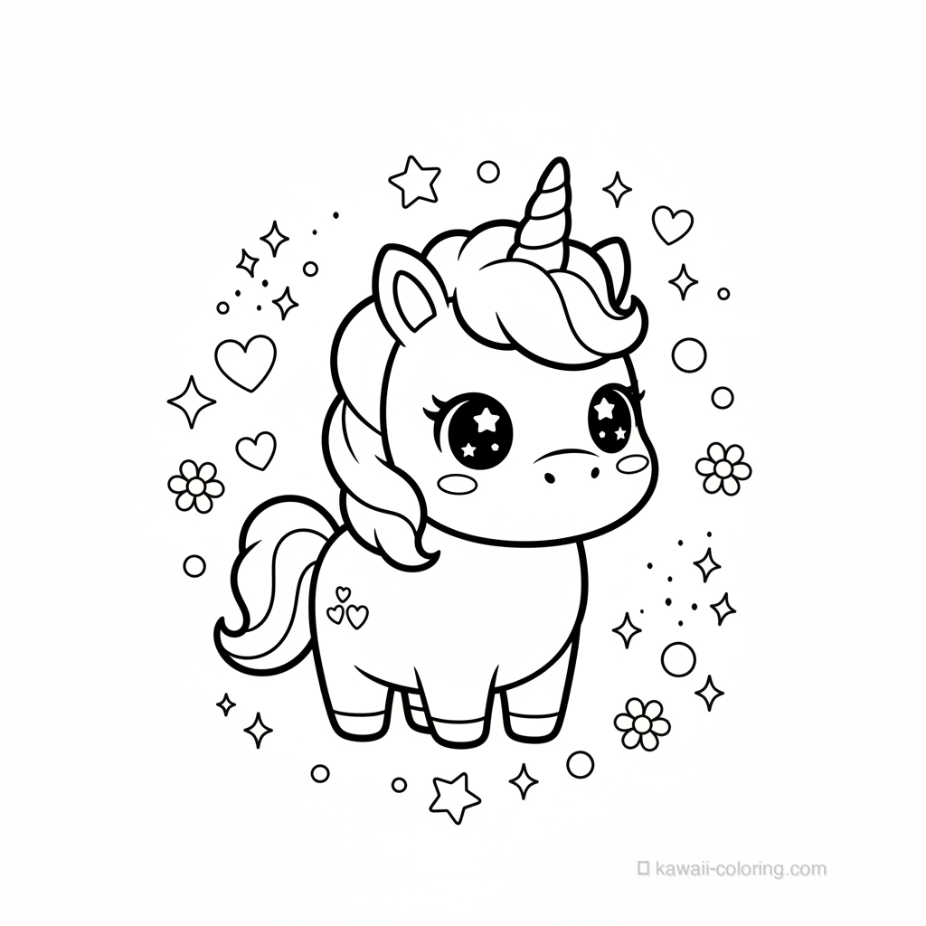 Coloriage Kawaii Licornes #26