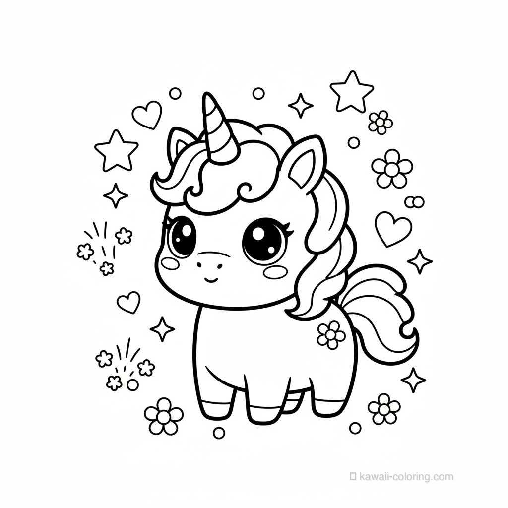 Coloriage Kawaii Licornes #22
